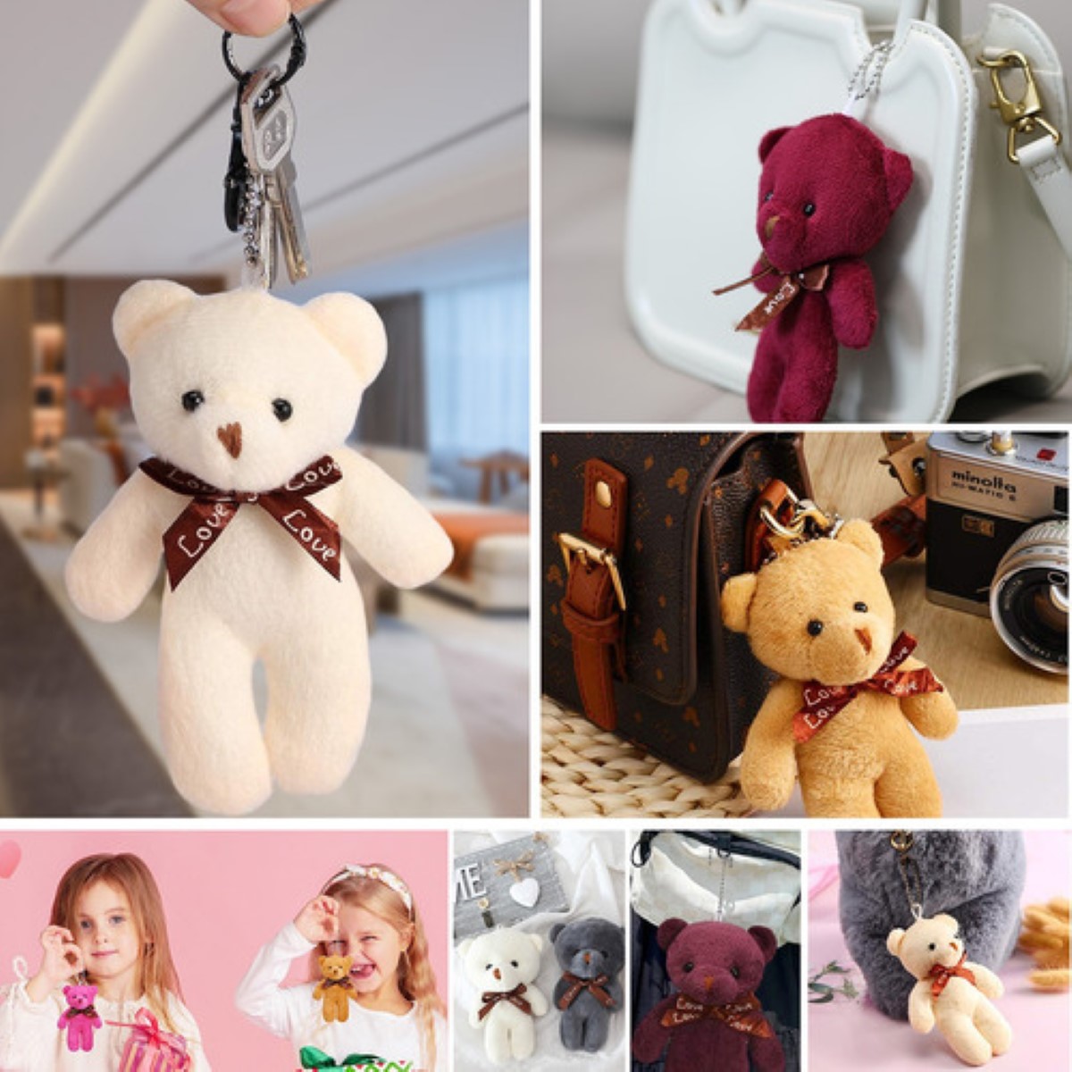 Llaveros Ositos Miniositos De Peluche Suave Manualidades 15  pzs colores
