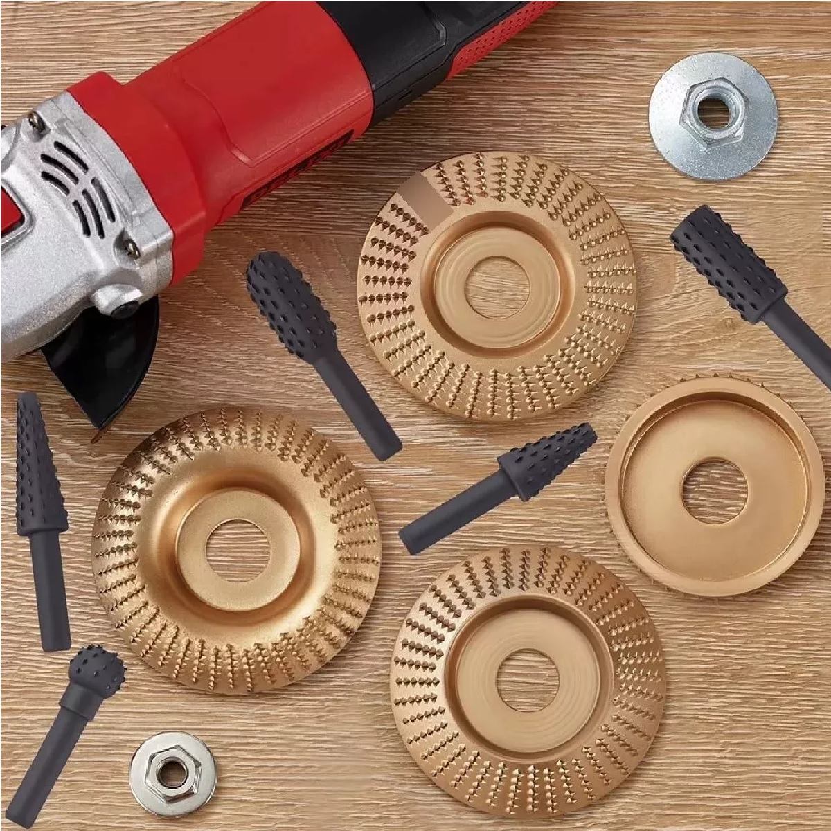Juego De 4 Discos Para Tallar Madera+juego De 5 Escofinas