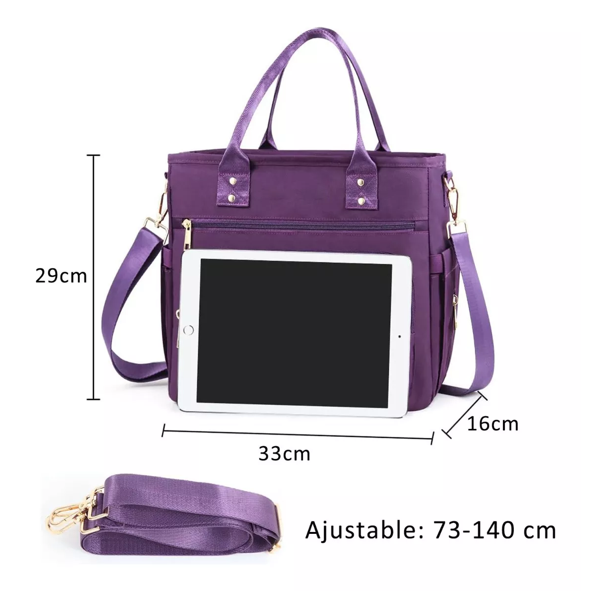 Bolsa De Almuerzo Picnic Loncheras Gran Capacidad Portátil Violeta