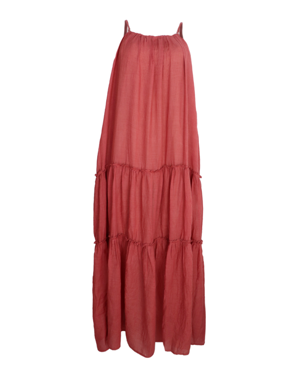 Vestido largo de tiras Thaly J&B color Cobre