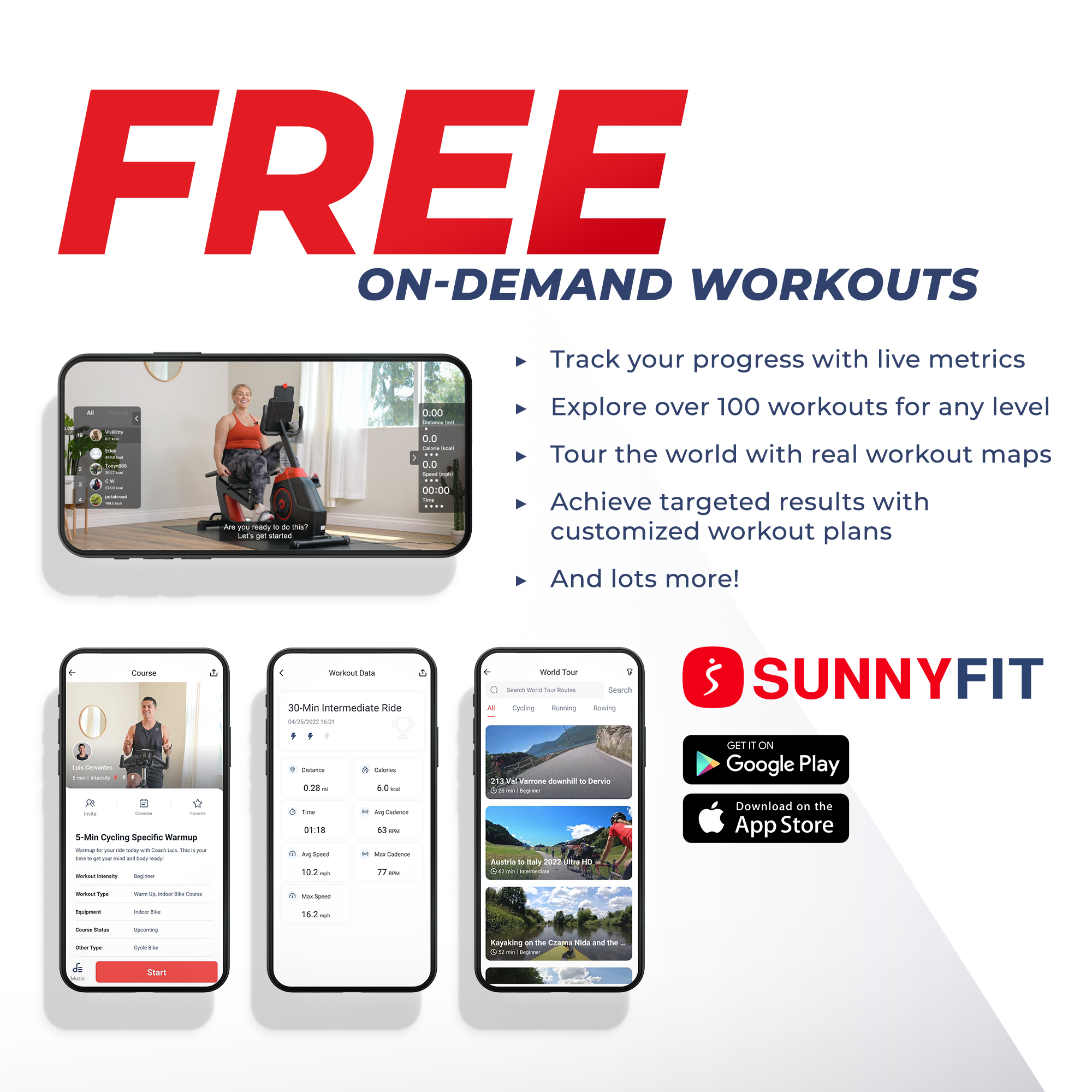 Bicicleta Estática Reclinada Performance  con Aplicación SunnyFit®