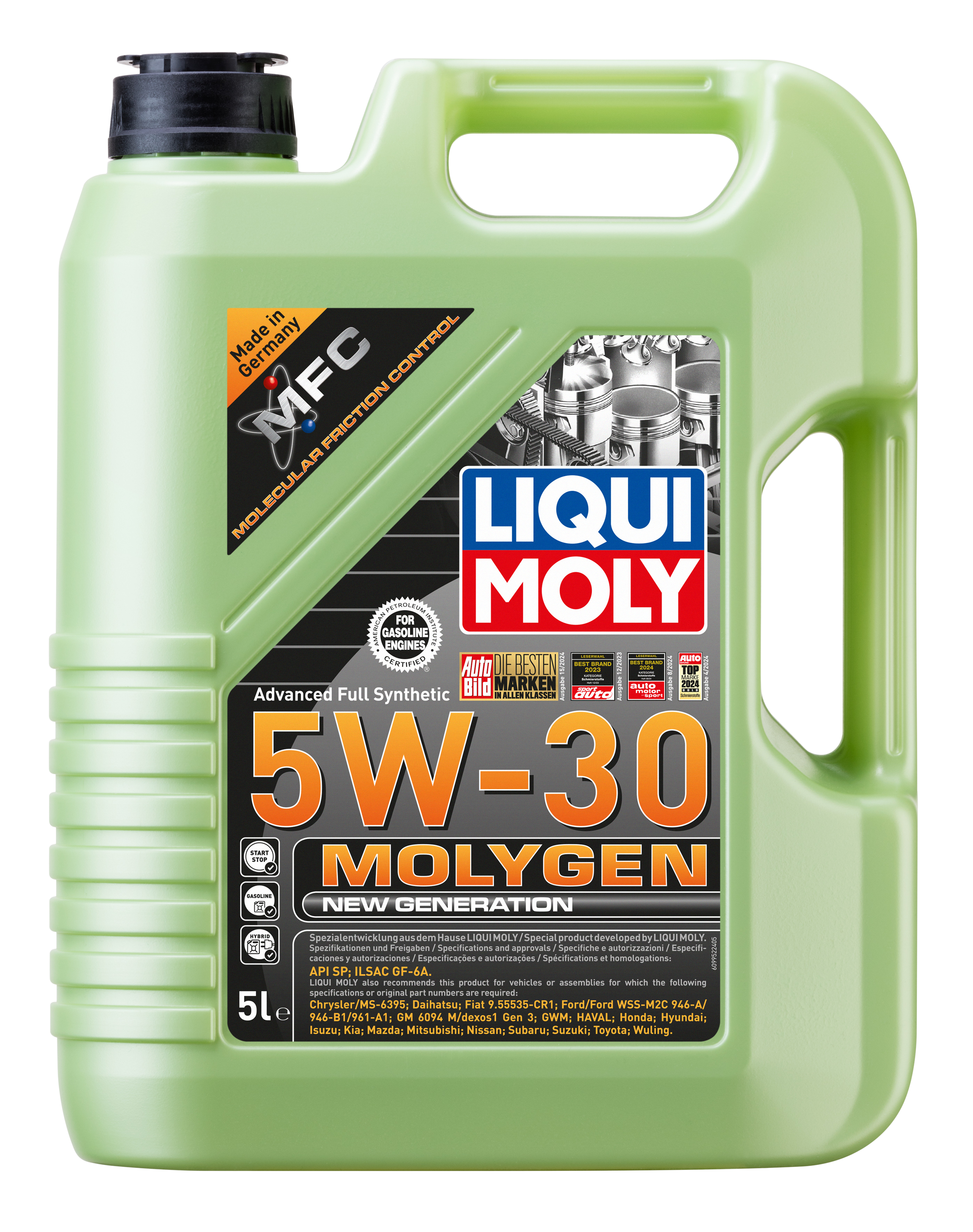 Kit de afinación Aceite Sintético 5w30 Liqui Moly, Molygen 5L + Microfibra de Regalo.