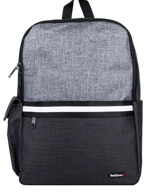 Techzone Mochila de Nylon/Poliéster TZ21LBP01-B para Laptop 15.6”, Negro/Gris. 