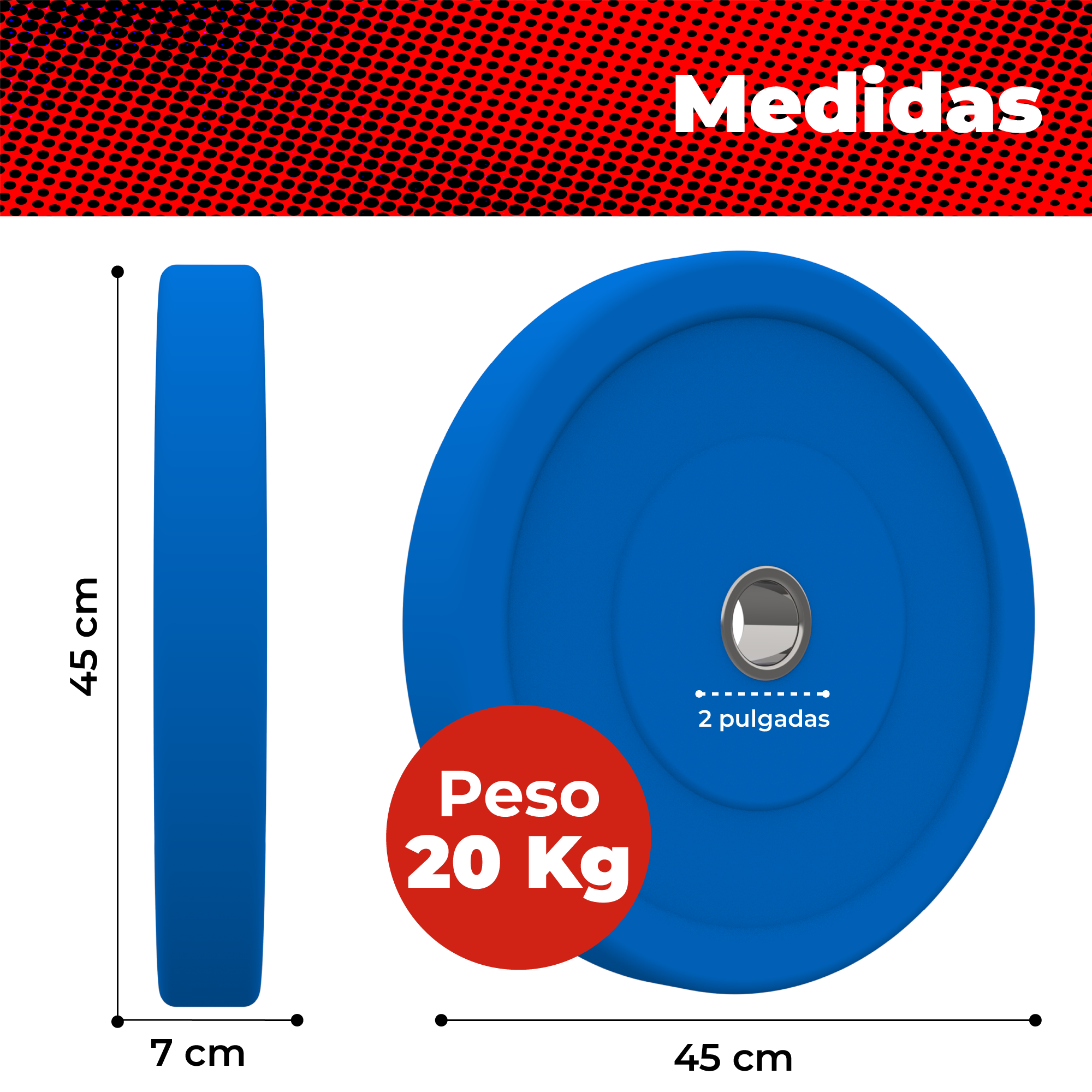 Disco Olímpico Azul X-rush 20 Kg