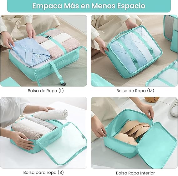 Juego de bolsas organizadoras de viaje 11 Piezas, Organizadores de Equipaje para Maleta, Bolsas de Viaje para Ropa, Zapatos, Accesorios Esencial de Viaje