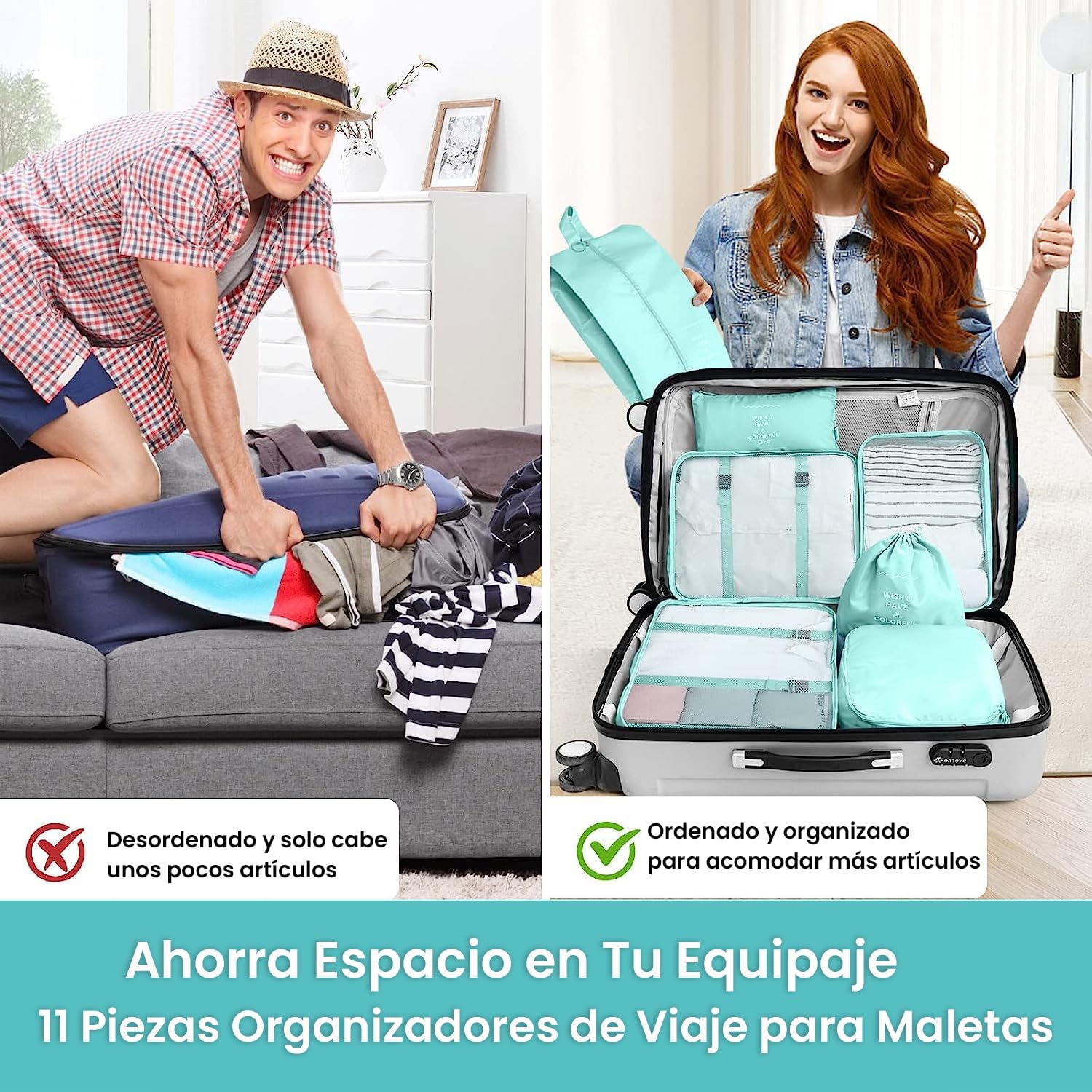Juego de bolsas organizadoras de viaje 11 Piezas, Organizadores de Equipaje para Maleta, Bolsas de Viaje para Ropa, Zapatos, Accesorios Esencial de Viaje
