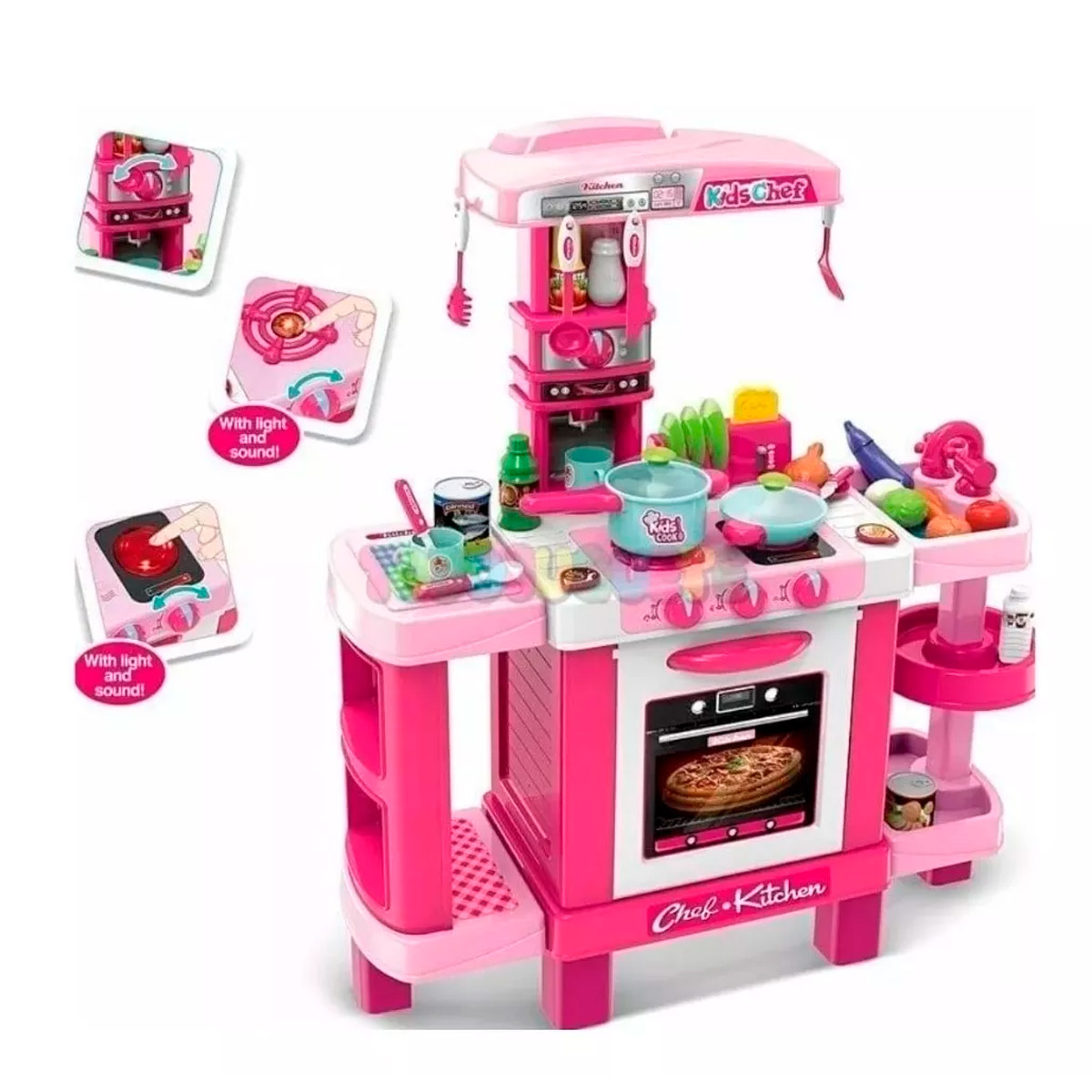 Cocinita Infantil Para Niña Little Chef Luz y Sonido Le Monde 009-938 Rosa