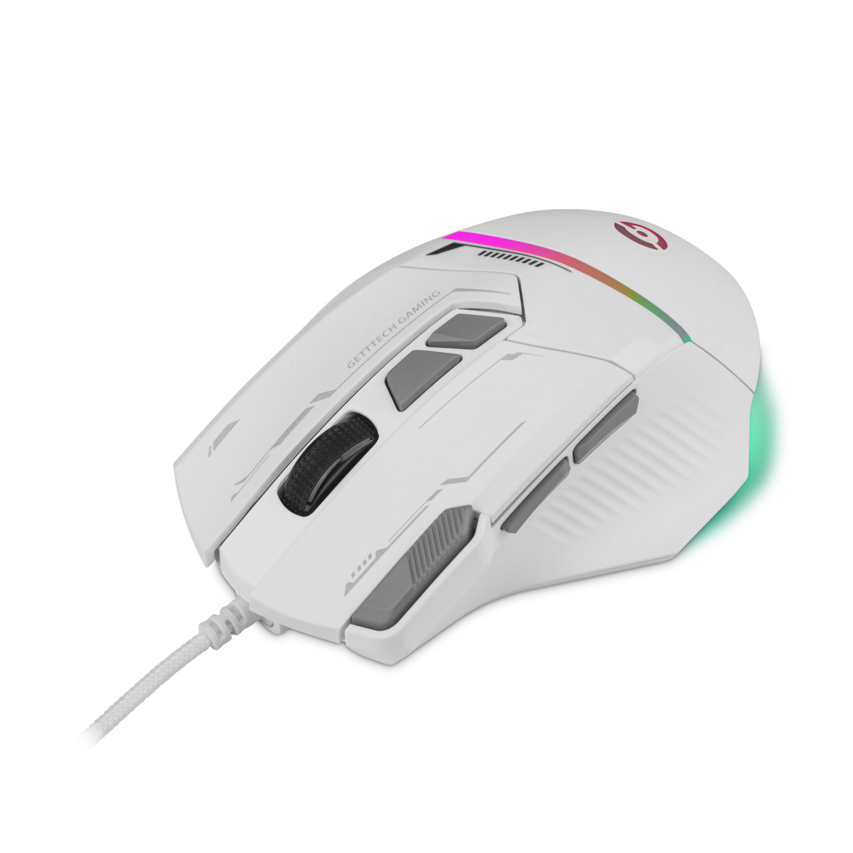 Mouse Gamer Getttech GPM-RGBWR-G1-WH, Alámbrico, USB, 7200DPI, Blanco