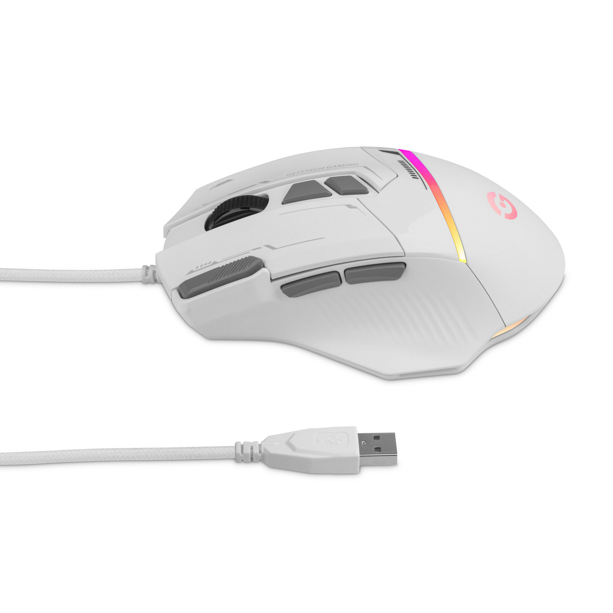 Mouse Gamer Getttech GPM-RGBWR-G1-WH, Alámbrico, USB, 7200DPI, Blanco
