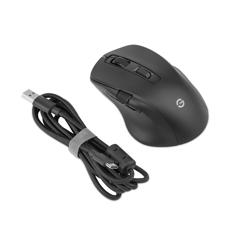 Mouse Gamer Getttech GGM-RGBTR-01, Inalámbrico/Alámbrico, Bluetooth, USB, 6400DPI, Negro