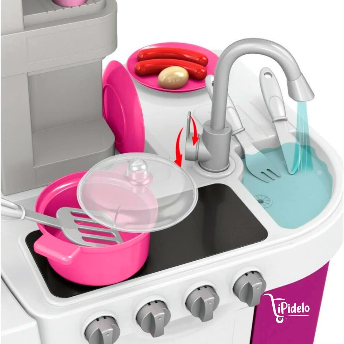 Cocinita Infantil Para Niños Chef Kitchen Luz Y Sonido Le Monde 53 Piezas Gris
