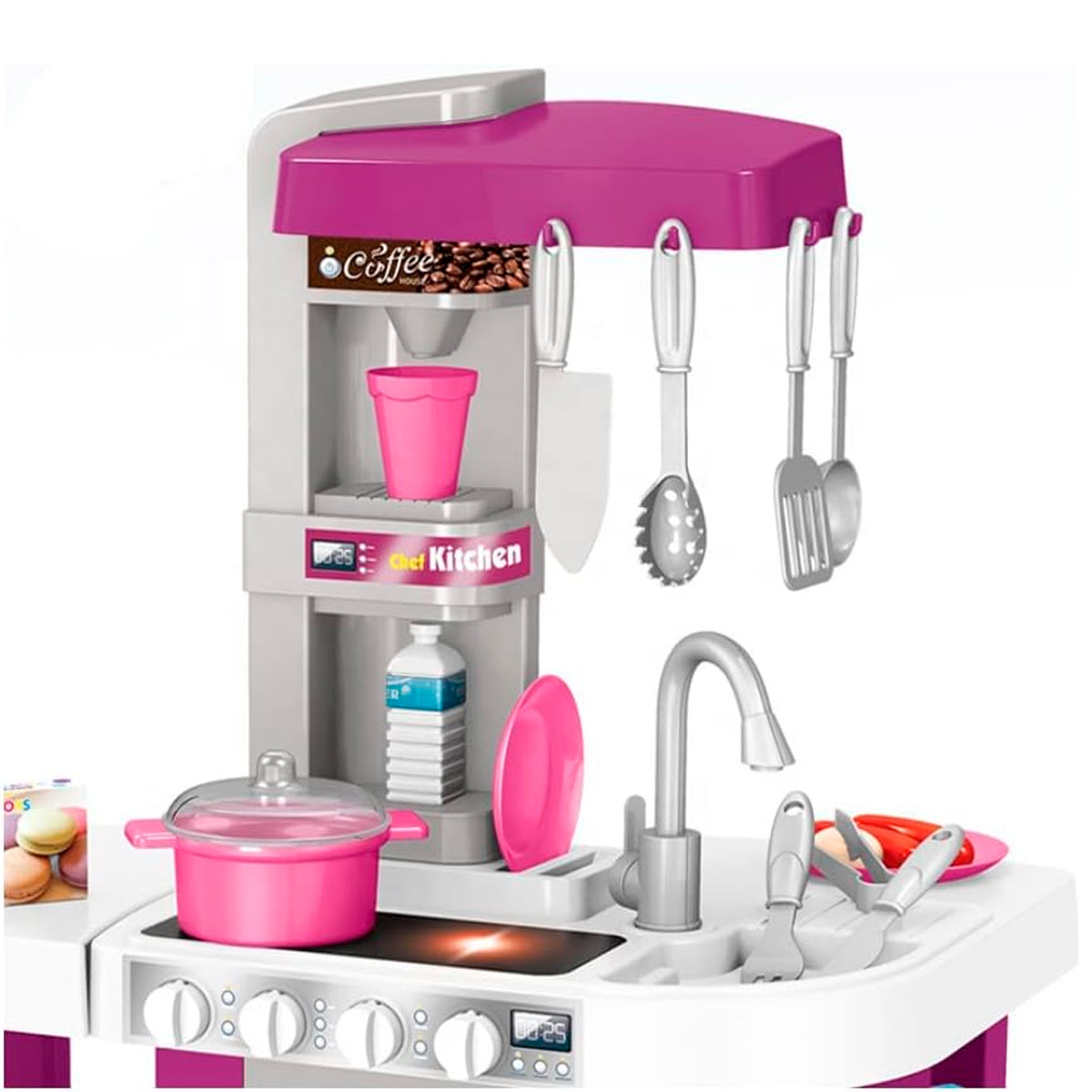 Cocinita Infantil Para Niños Chef Kitchen Luz Y Sonido Le Monde 53 Piezas Gris
