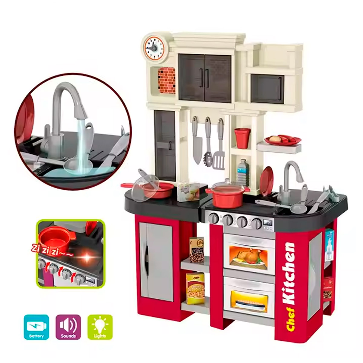 Cocinita Infantil Para Niña Talent Chef 58 pzas Luz y Sonido