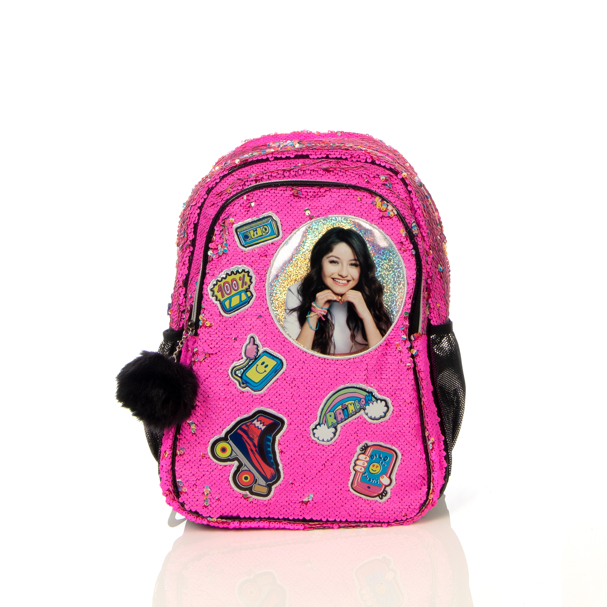 Mochila Escolar Primaria Soy Luna Rosa Lentejuela Para Niña