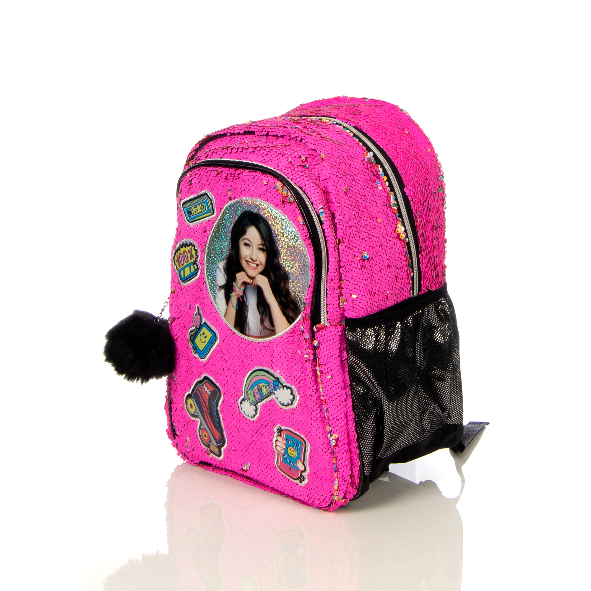 Mochila Escolar Primaria Soy Luna Rosa Lentejuela Para Niña