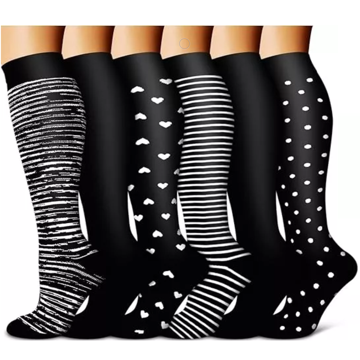 Set 6pares Medias Compresion Calcetas Alivia Varices Circulación