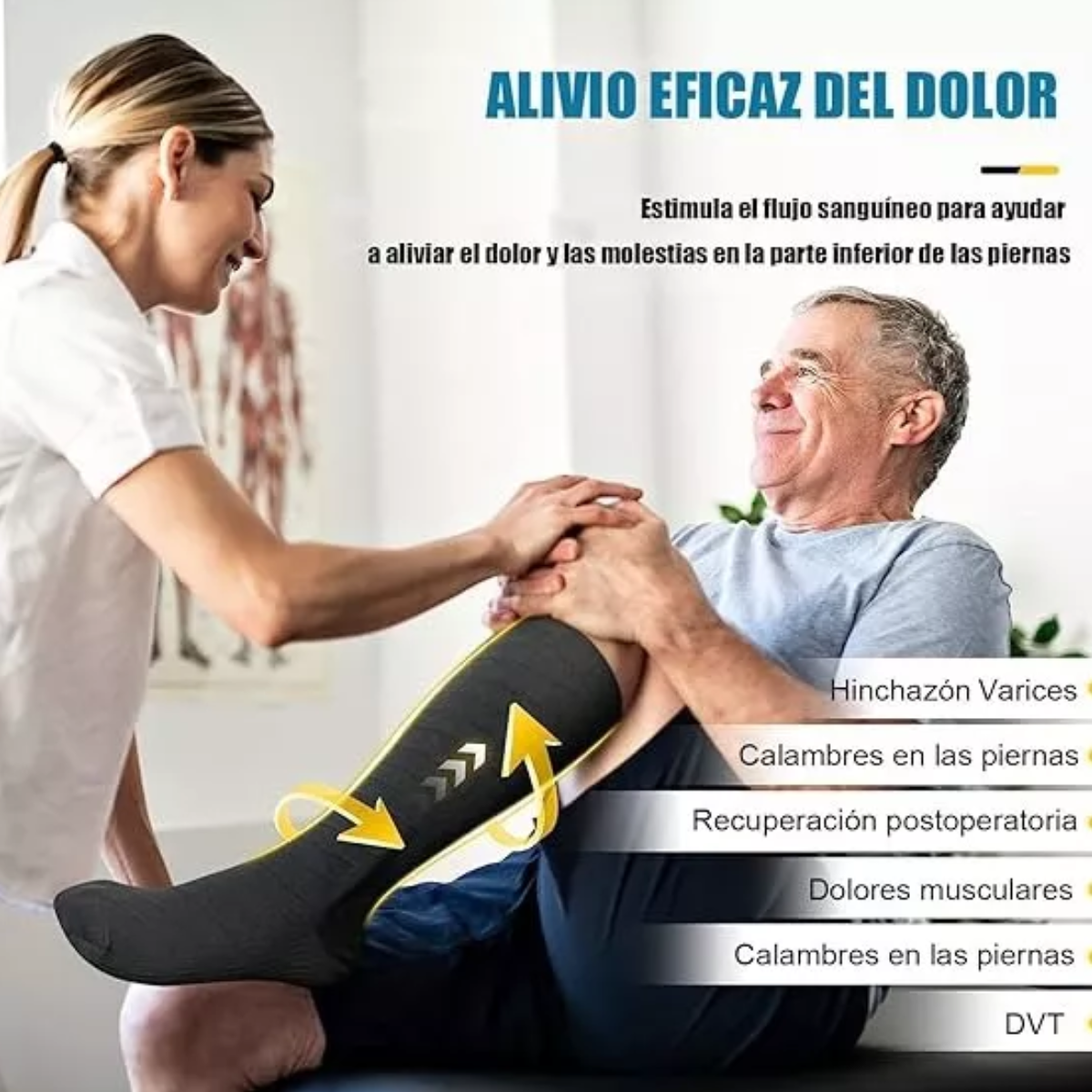Set 6pares Medias Compresion Calcetas Alivia Varices Circulación