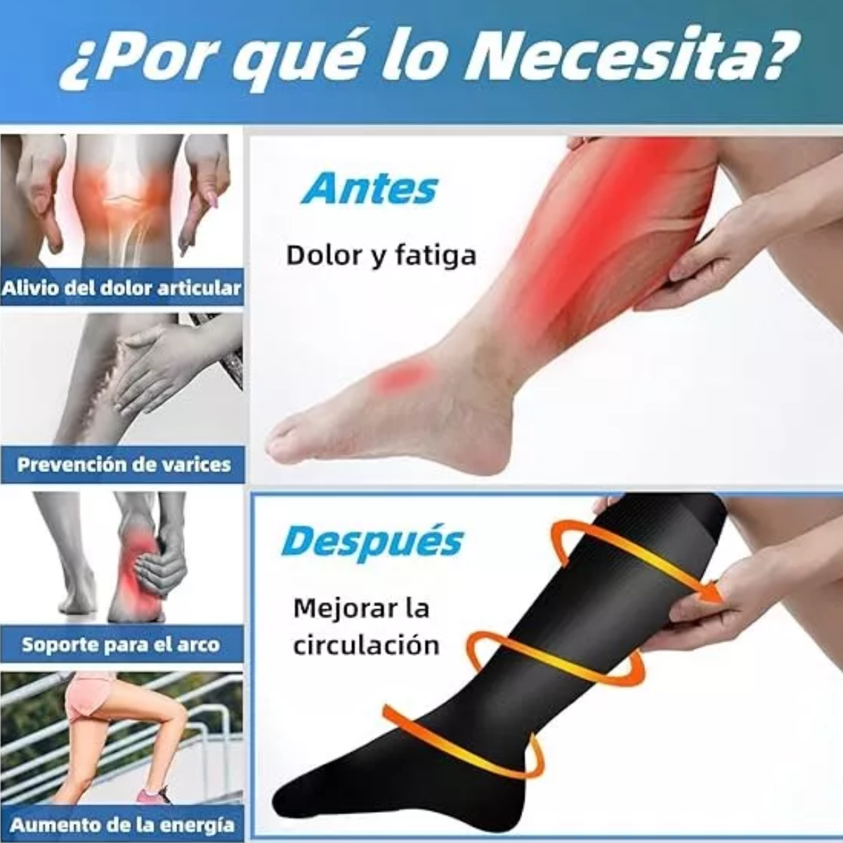 Set 6pares Medias Compresion Calcetas Alivia Varices Circulación