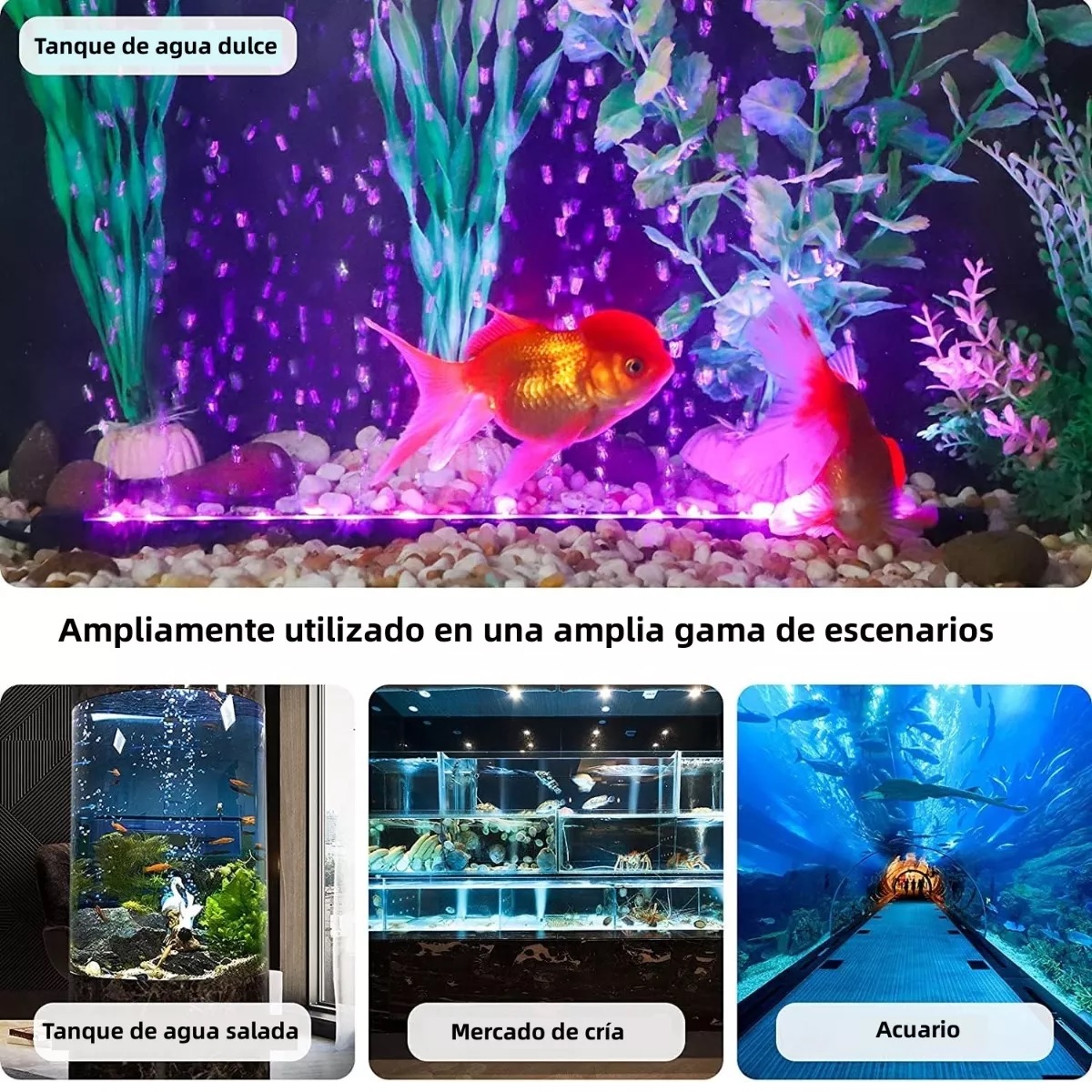 Lámpara Para Acuario Rgb Iluminación Pecera Burbujas 18cm