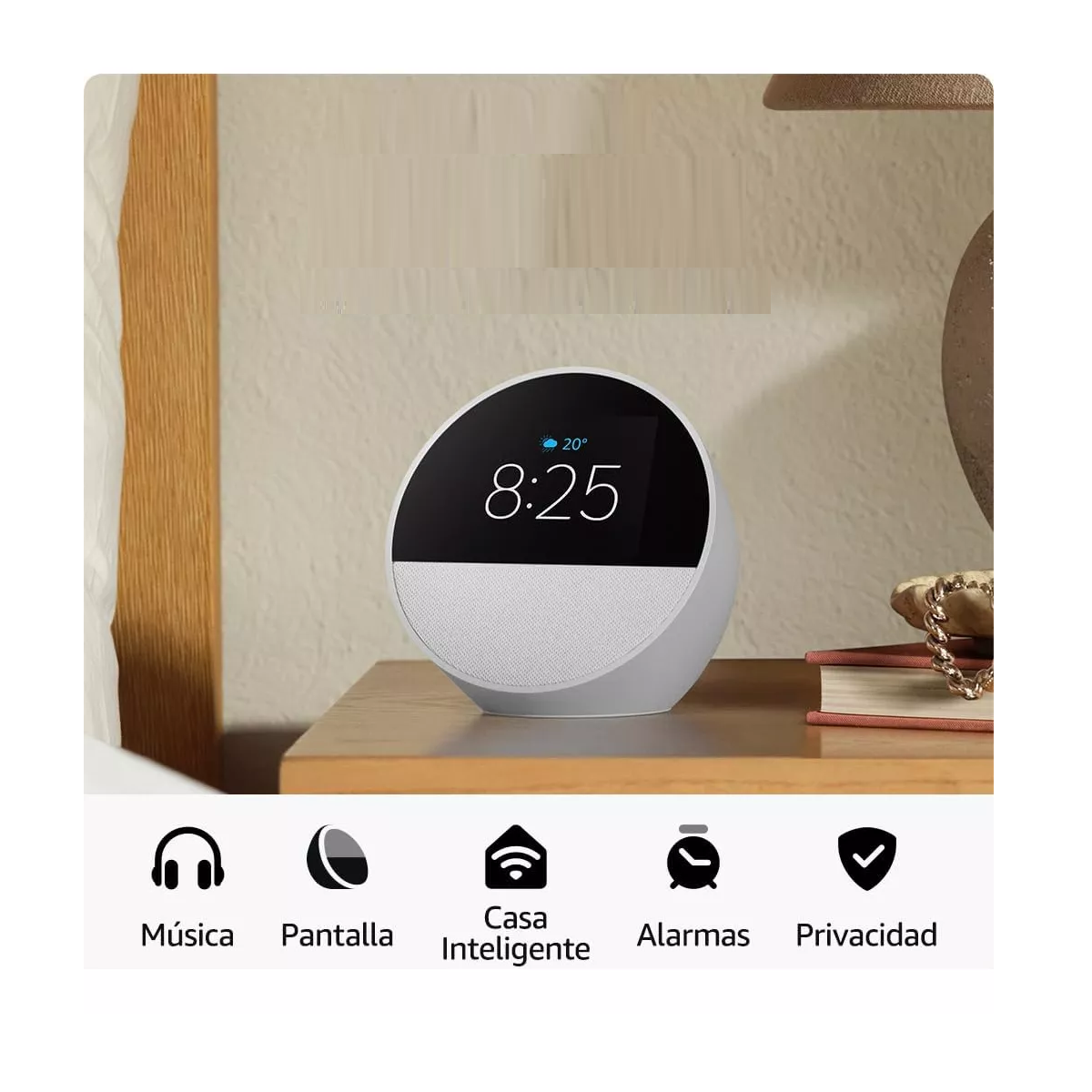 Amazon Echo Spot Bocina Inteligente 2024 Color Blanco