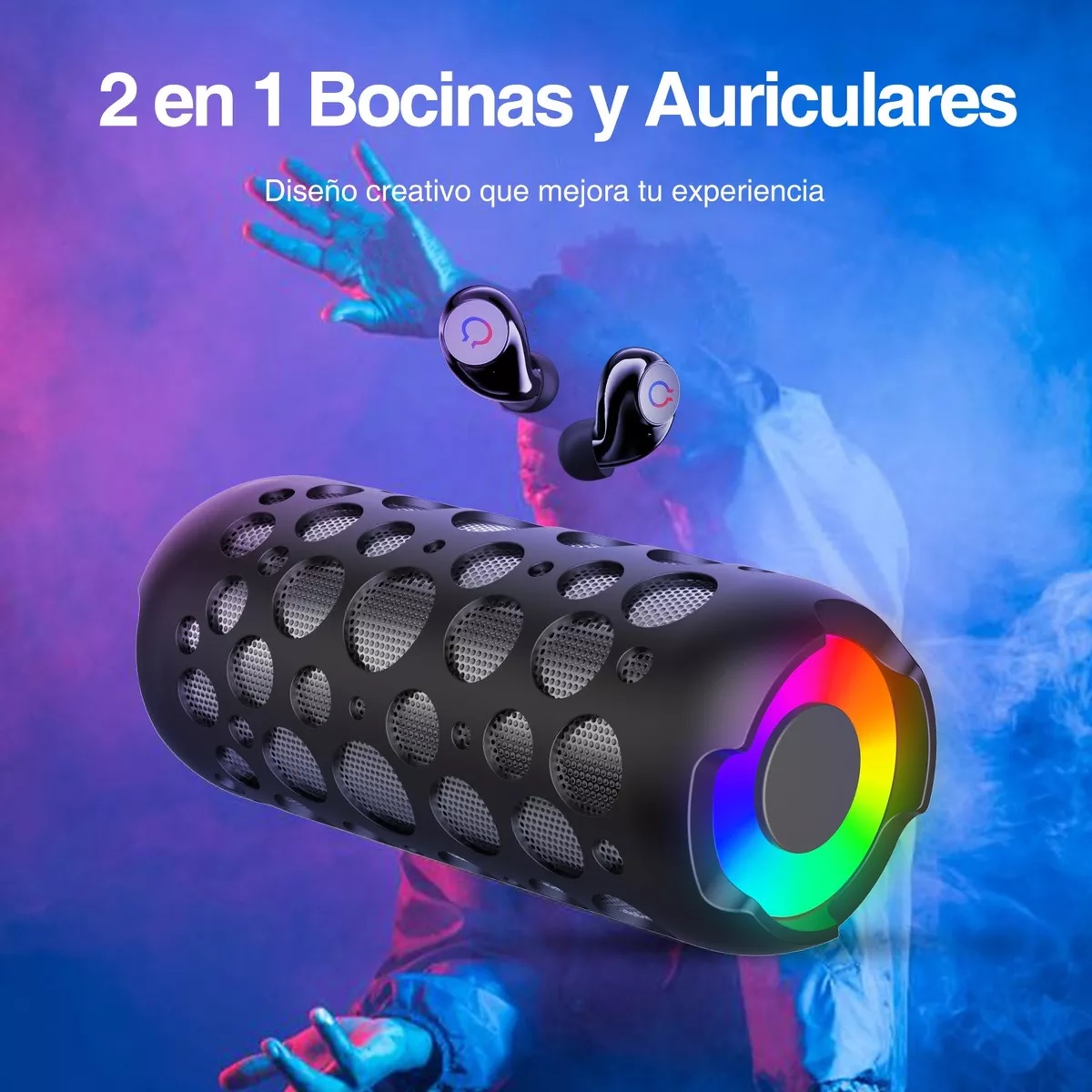 Bocina Bluetooth Con Tws Audífonos Recargable Altavoz K045