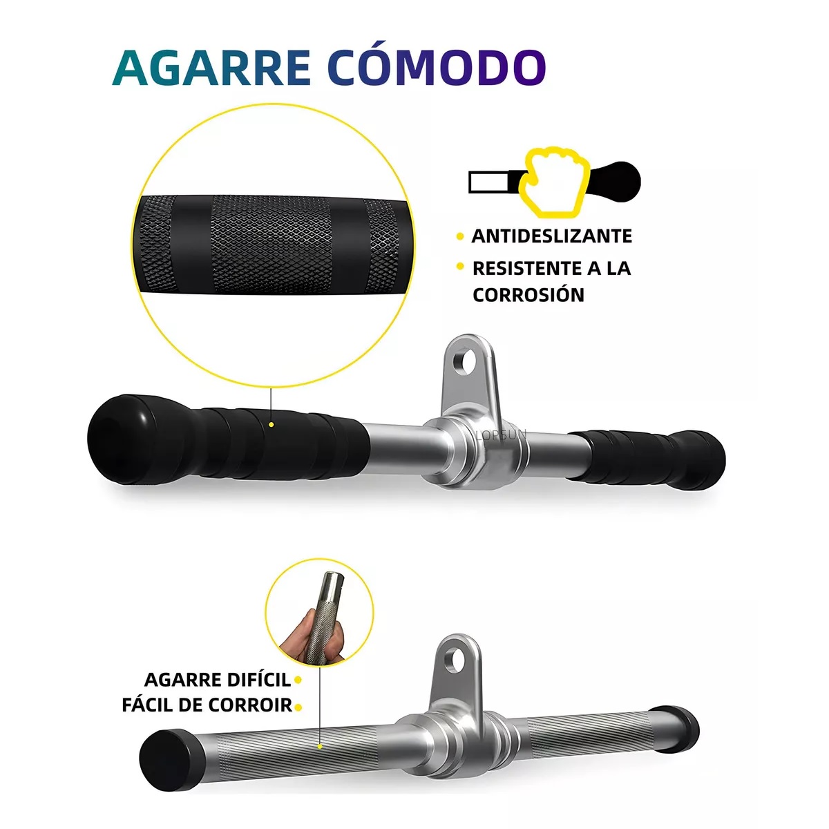 Kit 5 Agarradera Maneral Barra Recta V Doble D Cuerda Tricep