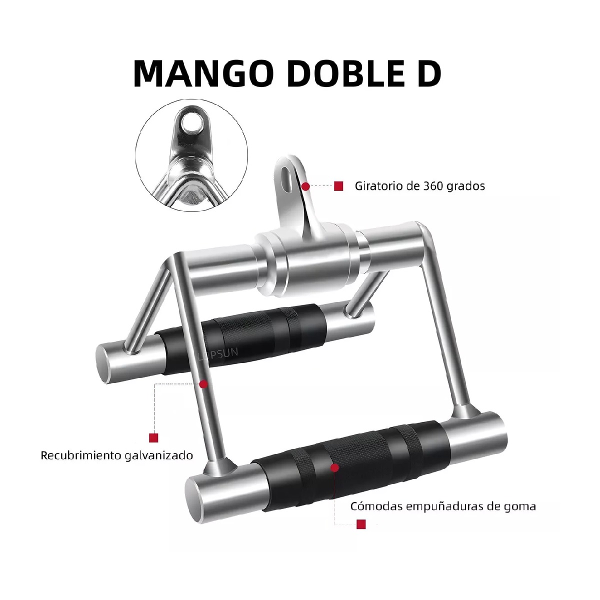 Kit 5 Agarradera Maneral Barra Recta V Doble D Cuerda Tricep
