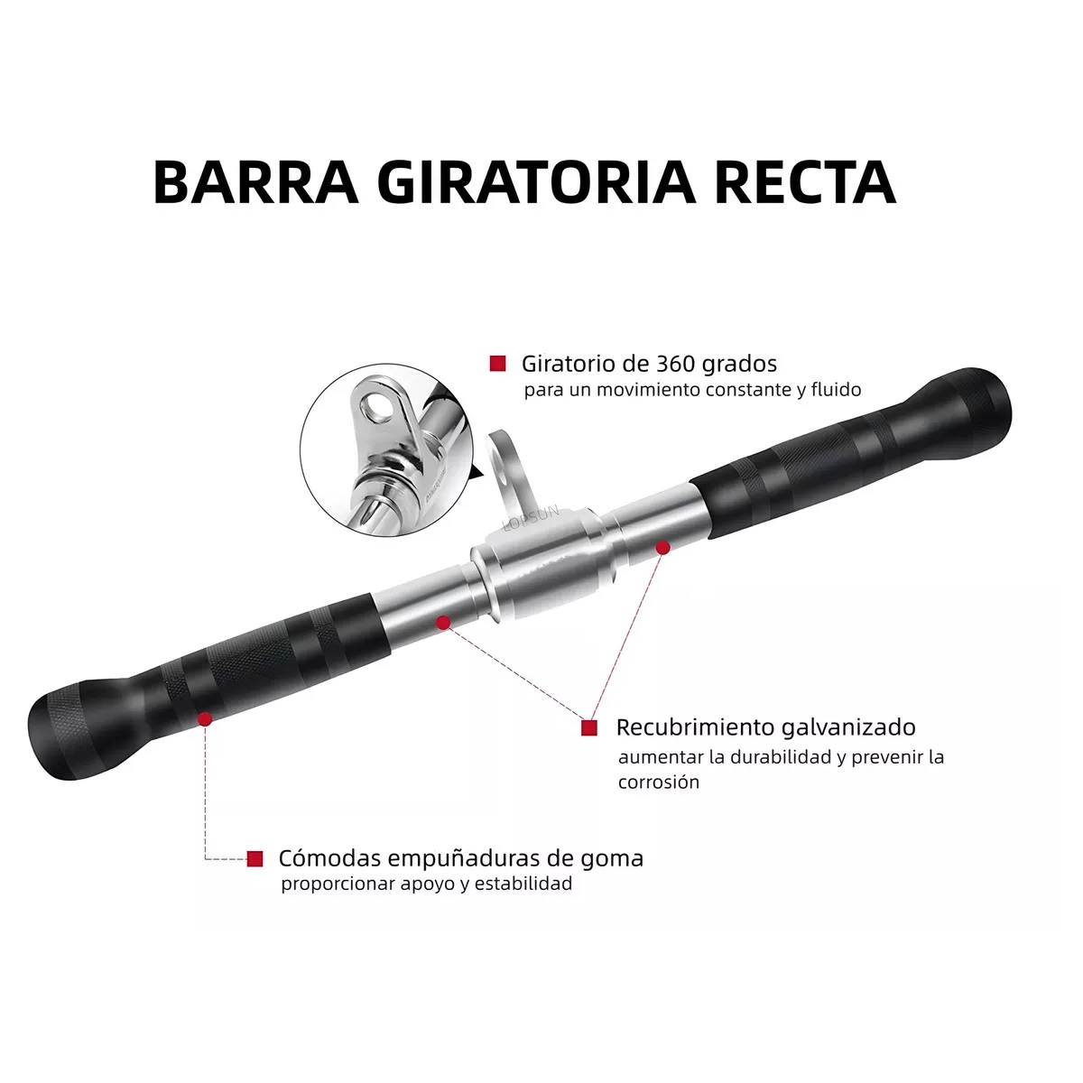 Kit 5 Agarradera Maneral Barra Recta V Doble D Cuerda Tricep