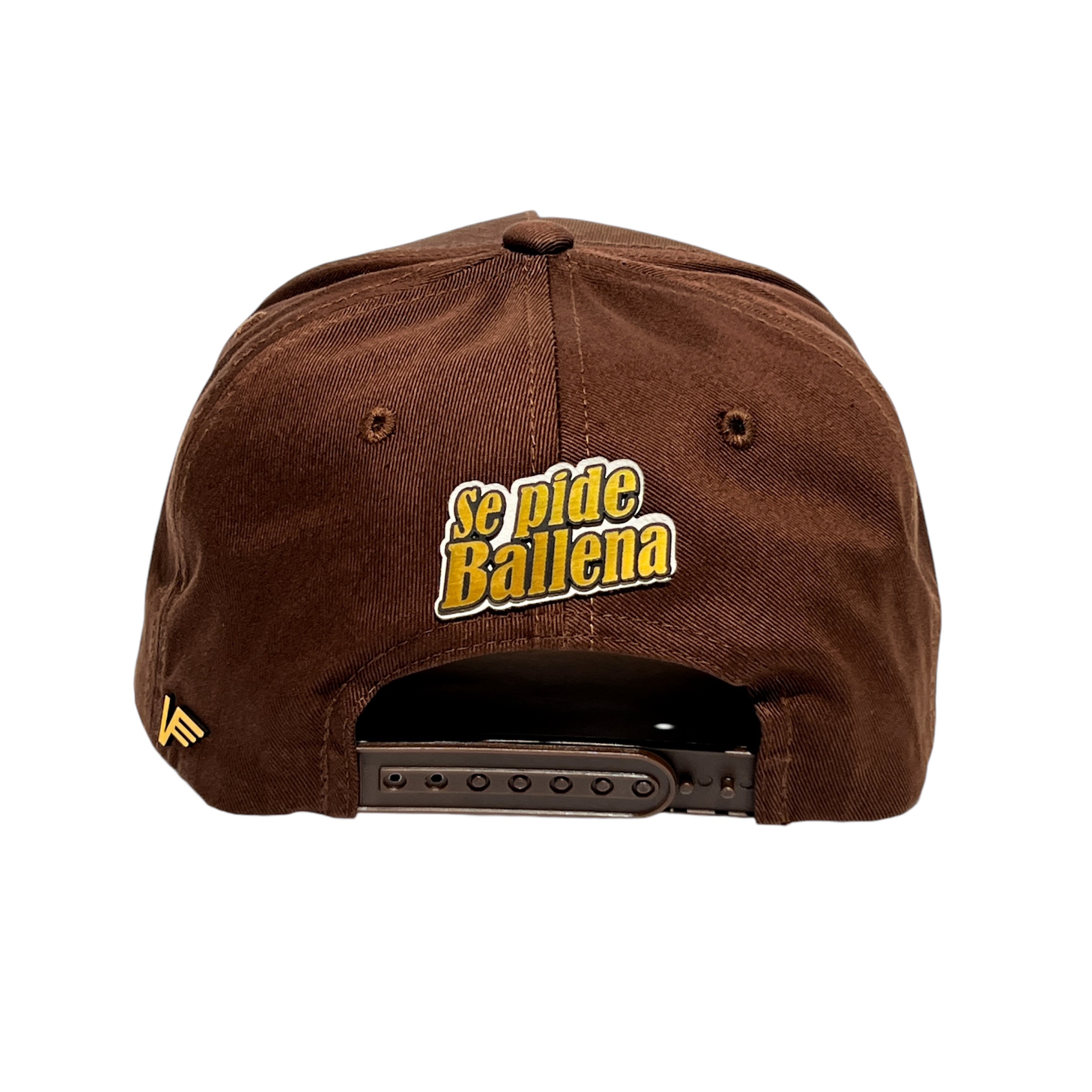 VAGO Style BALLENITA Gorra Unica Artesanal Café Ajustable con Visera Curva con Amarillo Bajo Visera