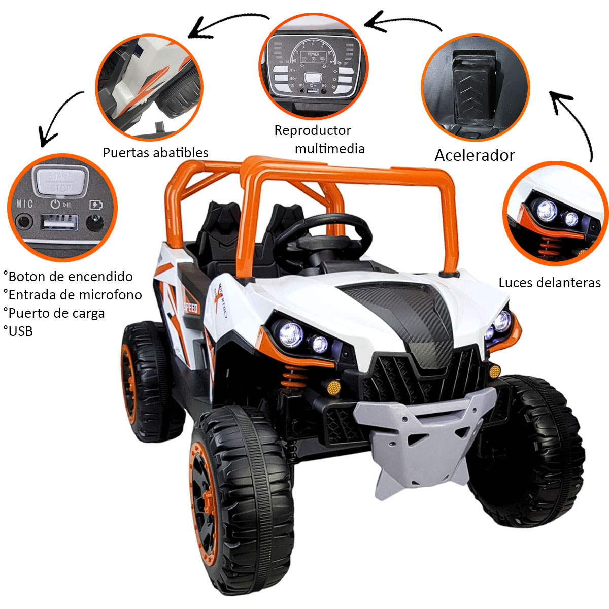 Montable Electrico Para Niños GB Razer Anaranjado 12v