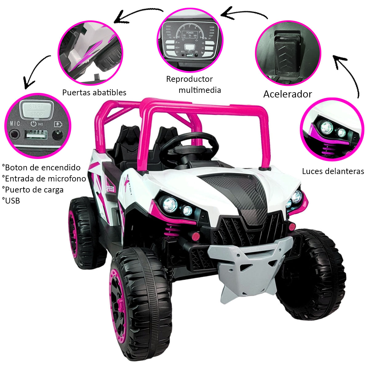 Montable Electrico Para Niños GB Razer Rosa 12v