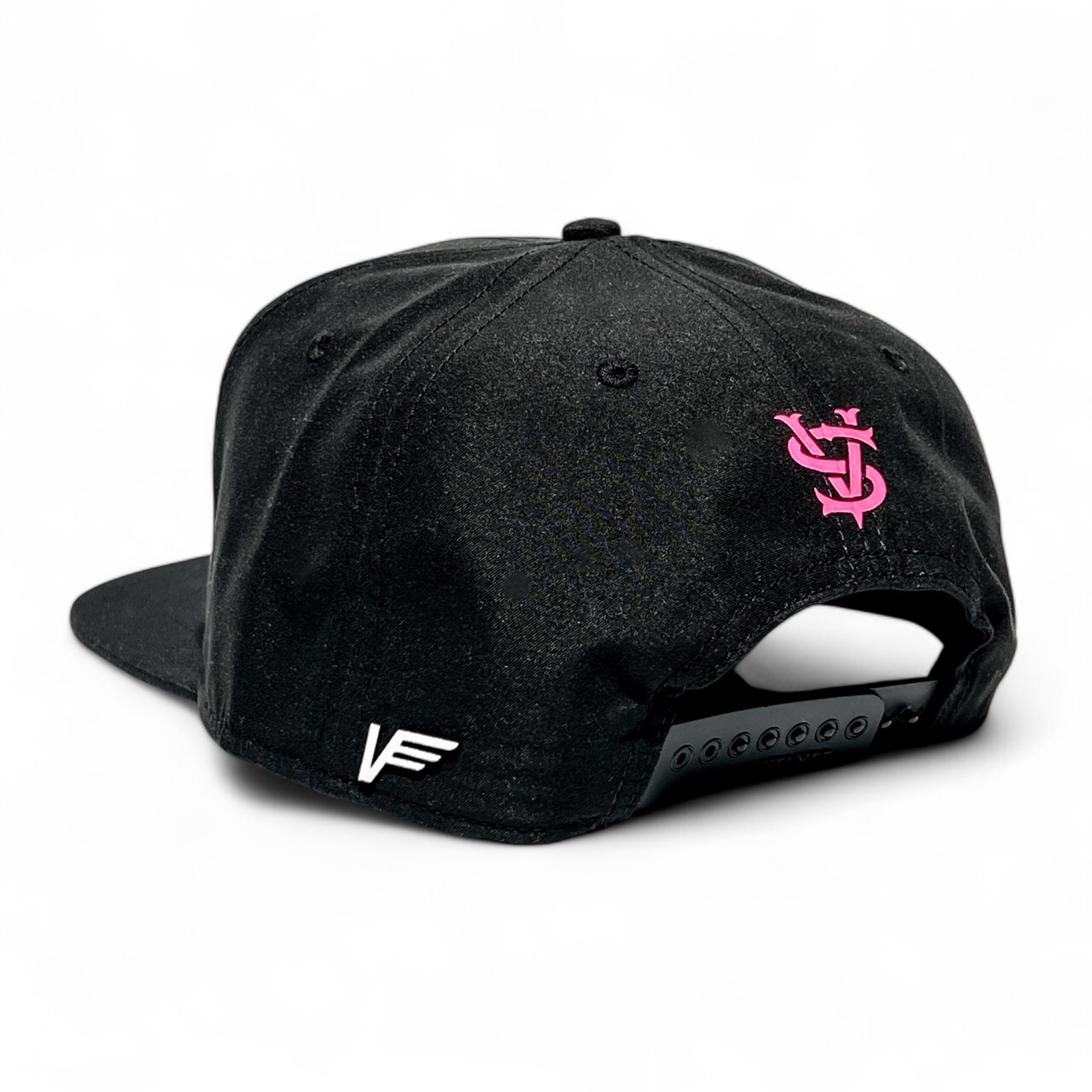 VAGO Style HORNY Gorra Unica Artesanal Negra Ajustable con Visera Plana