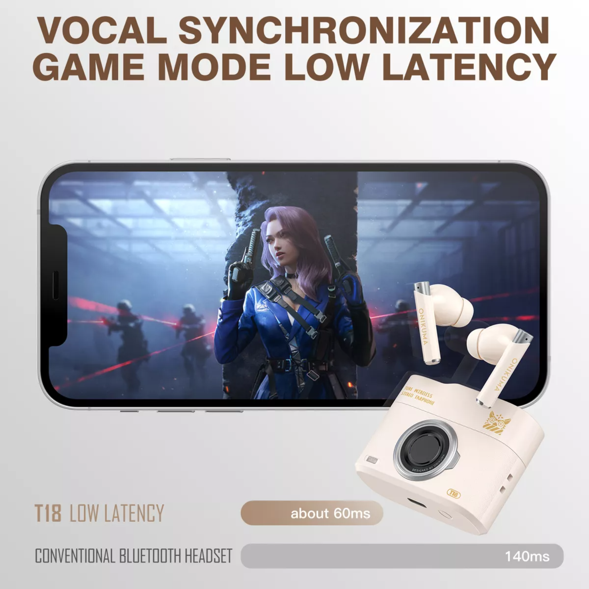 Audífonos Onikuma T18 In-ear Gamer Buds Bt 5.3 Inalámbricos