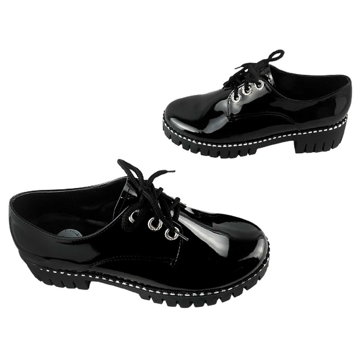 Zapato Niña Escolar Charol Negro Mujer Moda Casual 2221-CN