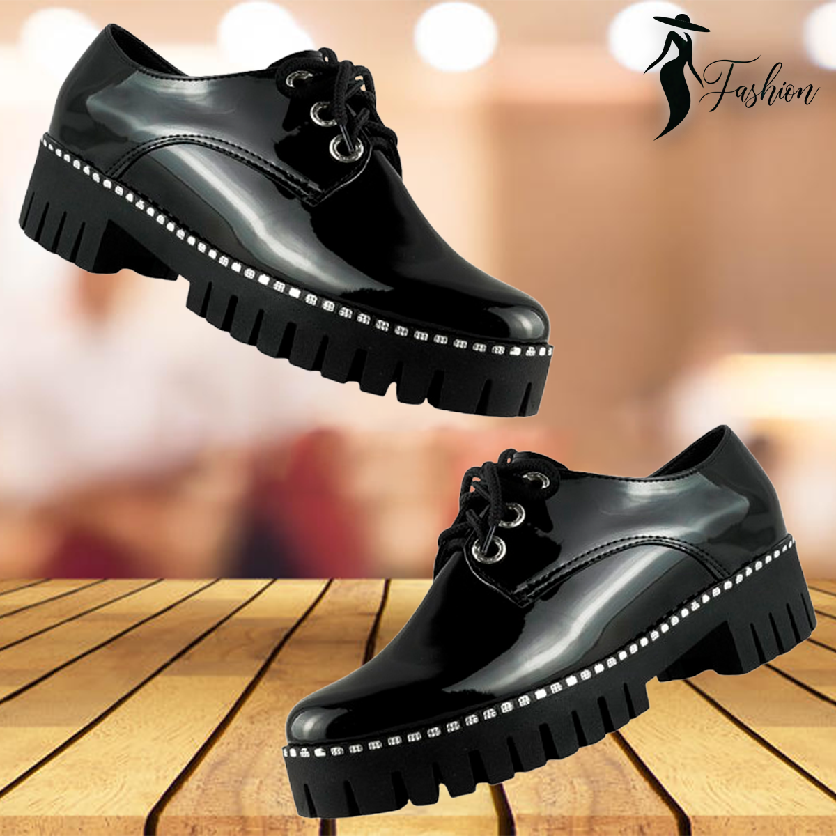 Zapato Niña Escolar Charol Negro Mujer Moda Casual 2221-CN