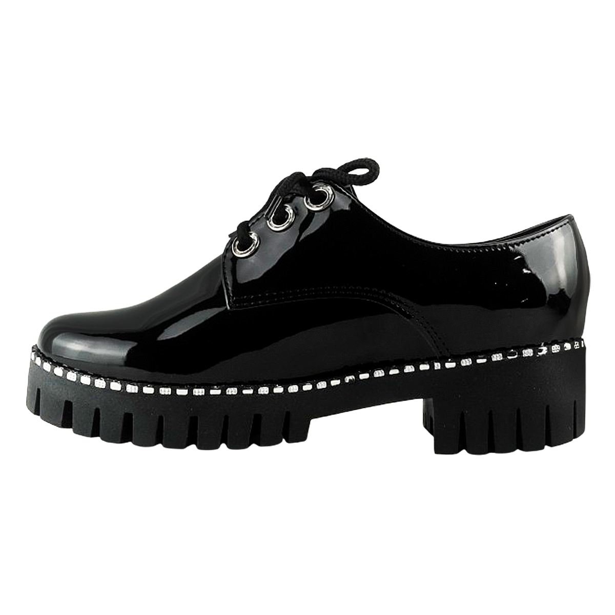 Zapato Niña Escolar Charol Negro Mujer Moda Casual 2221-CN