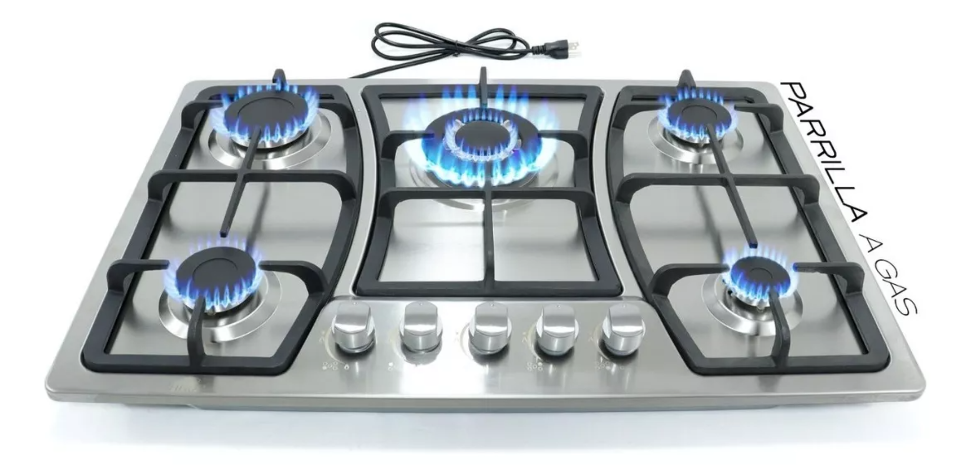 Parrilla A Gas Empotrable 5 Quemadores Acero Inoxidable Premium Plateada Color Plateado Nube