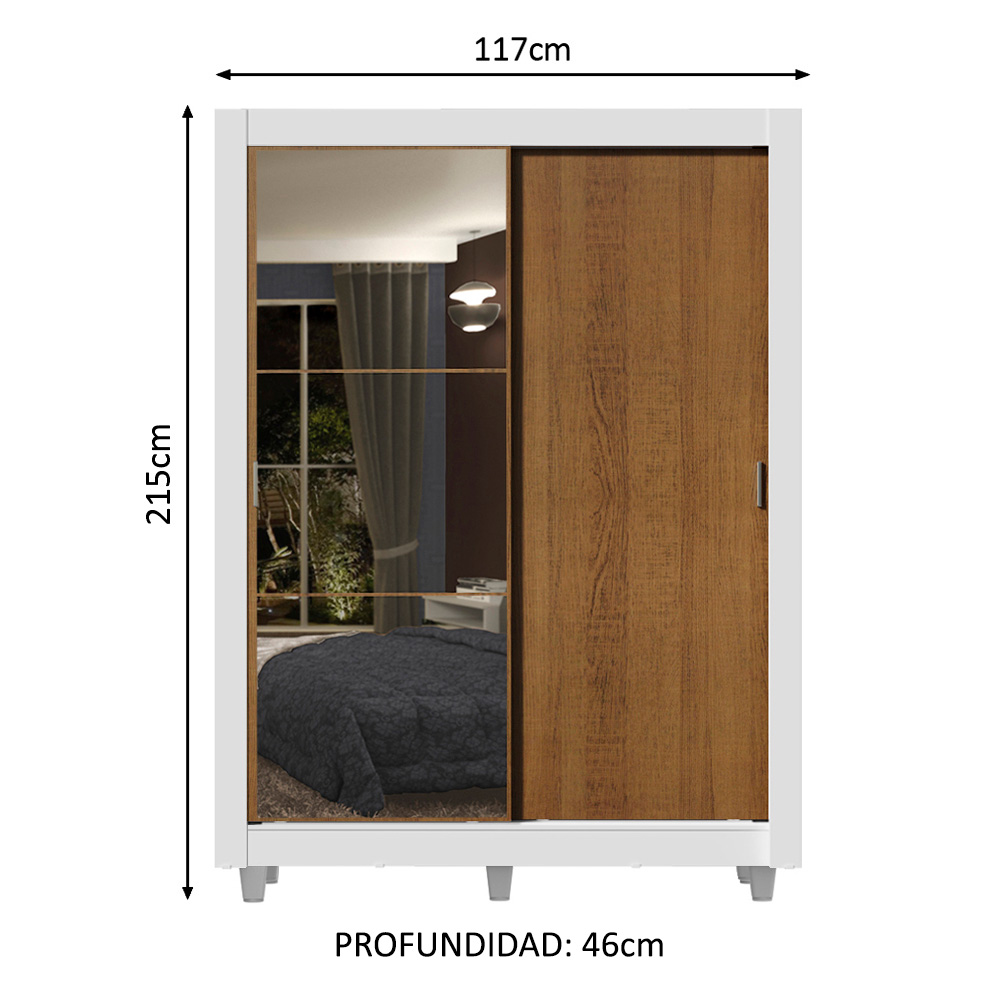 Ropero Closet Madesa 2 Puertas 1 Espejo con Pies BM 01