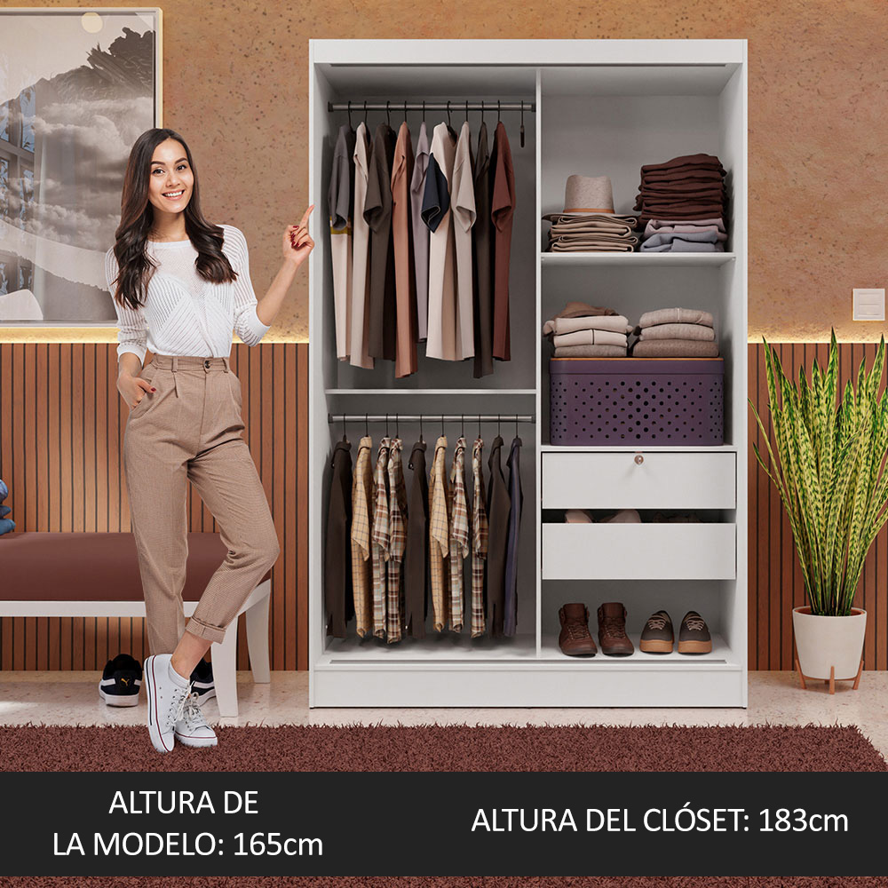 Ropero Closet Madesa 2 Puertas 1 Espejo BB 04