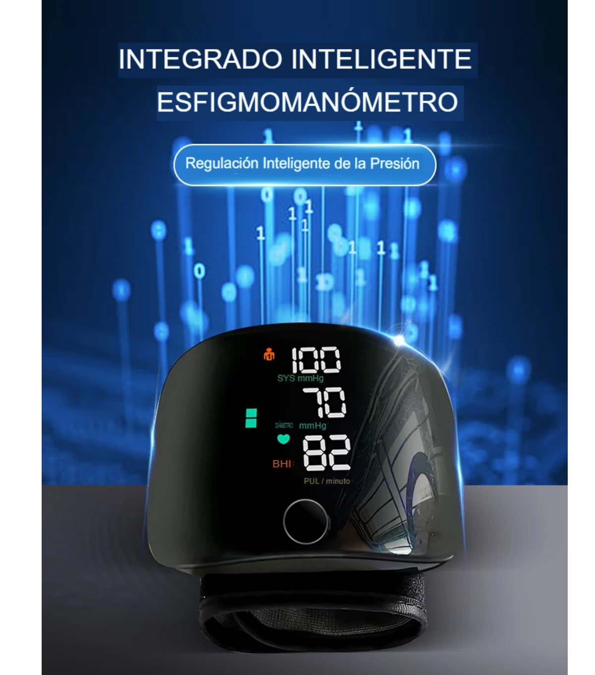  Monitor de presión arterial muñeca voz recargable USB pantalla led Touch pulsera digital familiar