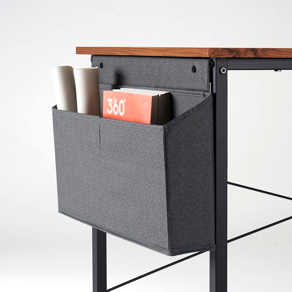 Ilios Innova Escritorio para computadora con estantería de 3 Niveles y Bolsa de Almacenamiento Lateral estación de Trabajo Minimalista Estación de trabajo Home Office 
