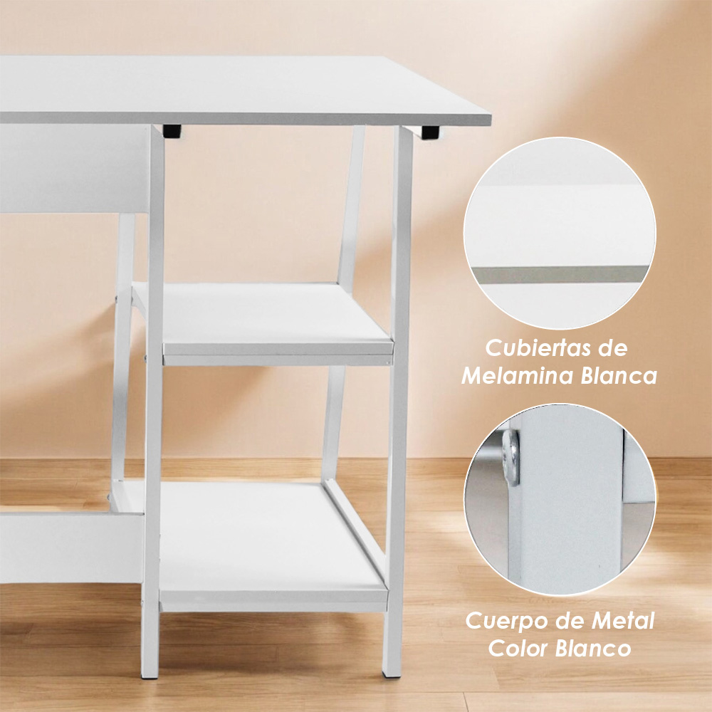 Ilios Innova | Elegante y Resistente Escritorio con Repisas | Mueble de Trabajo para el hogar y Oficina | Home Office | Amplia y Cómoda Estación de Trabajo