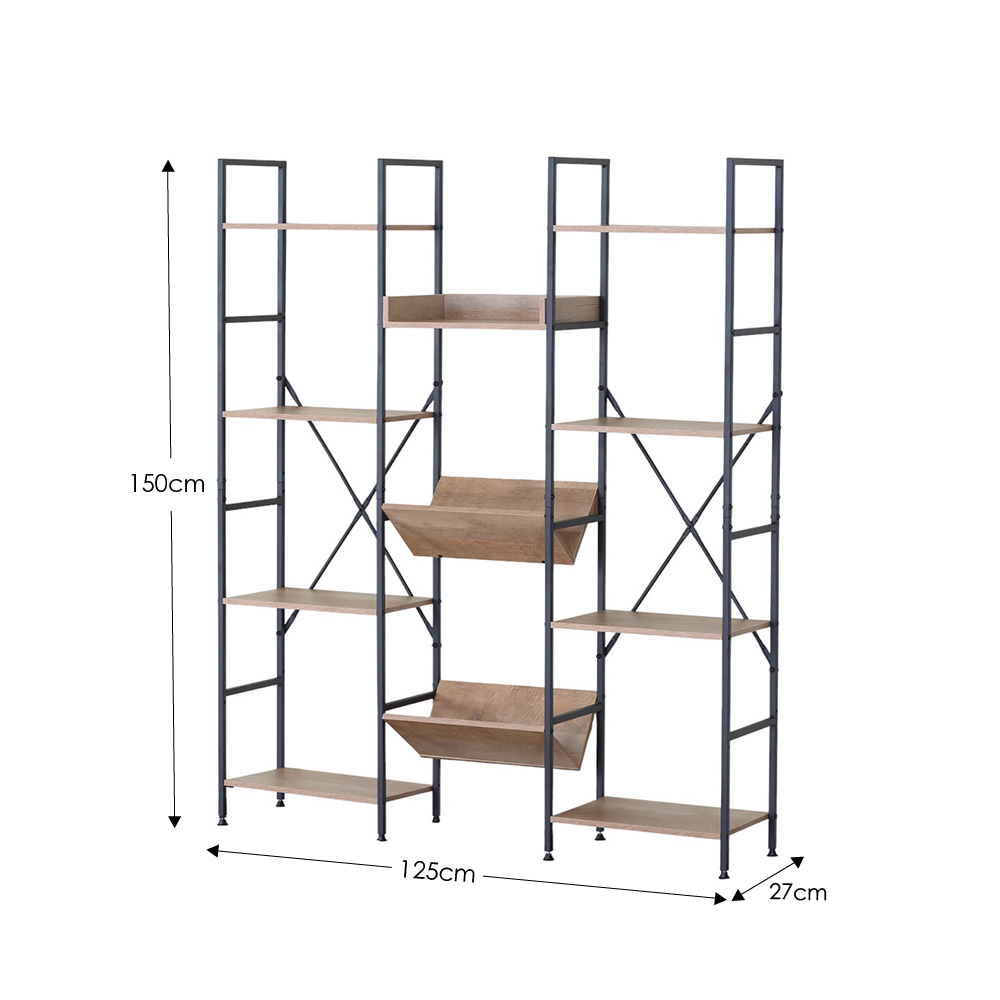 Ilios Innova | Librero Organizado de 3 Cuerpos, Metal y Madera, Mueble Multifuncional con un gran diseño