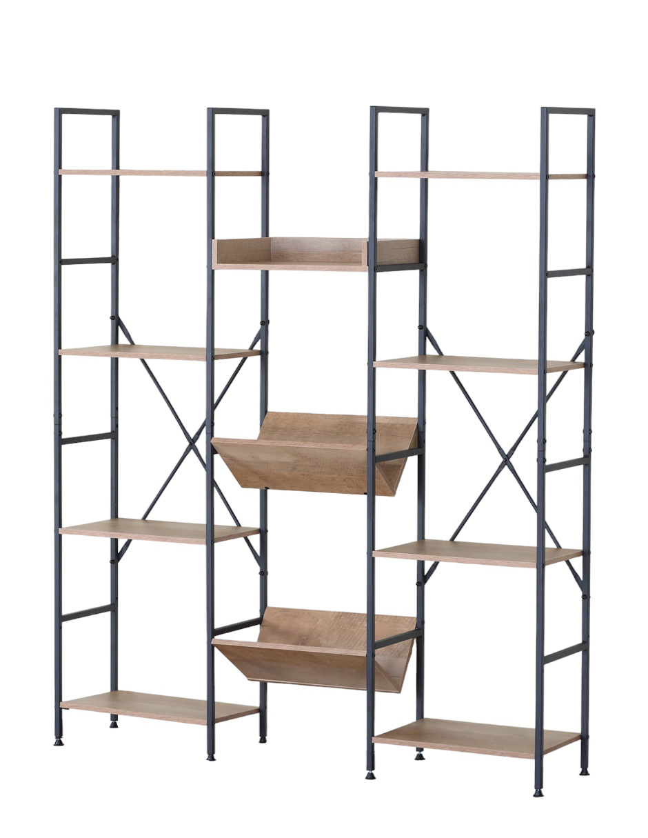 Ilios Innova | Librero Organizado de 3 Cuerpos, Metal y Madera, Mueble Multifuncional con un gran diseño