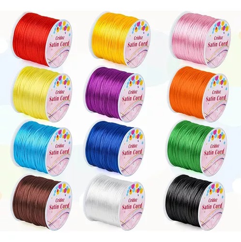 12 Rollos-hilo Chino 0.8mm,hilo Pulseras,múltiples Colores