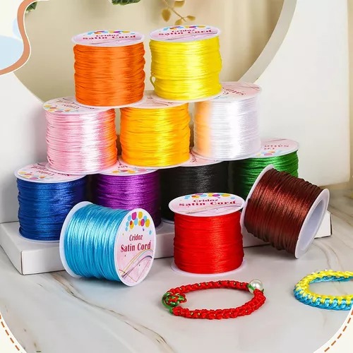 12 Rollos-hilo Chino 0.8mm,hilo Pulseras,múltiples Colores