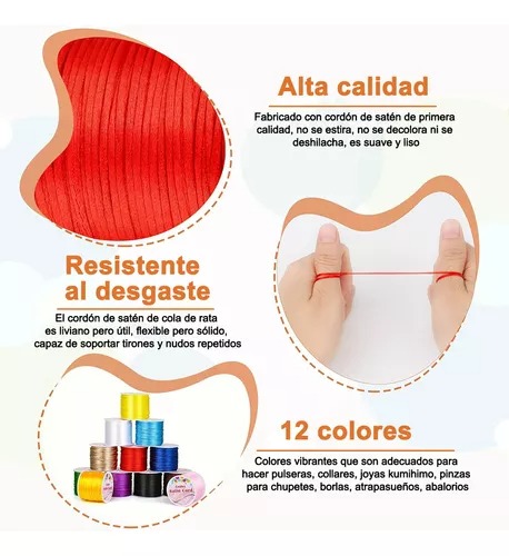 12 Rollos-hilo Chino 0.8mm,hilo Pulseras,múltiples Colores