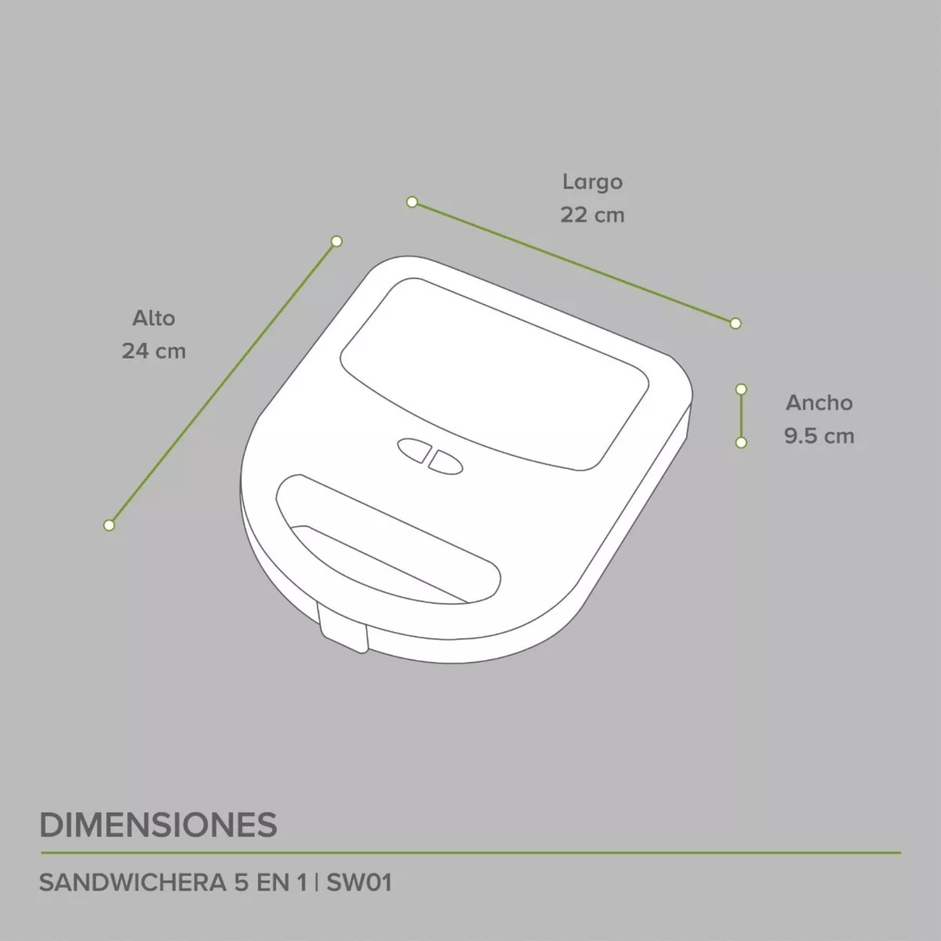 Avera Sandwichera 5 En 1 Con Distintos Moldes Waflera Sw01 Color Negro