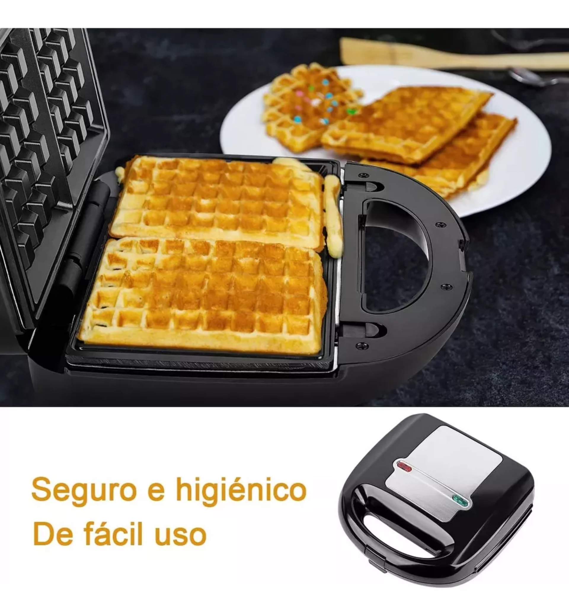 Sandwichera Con 6 Distintos Moldes De Antiadherentes Waflera