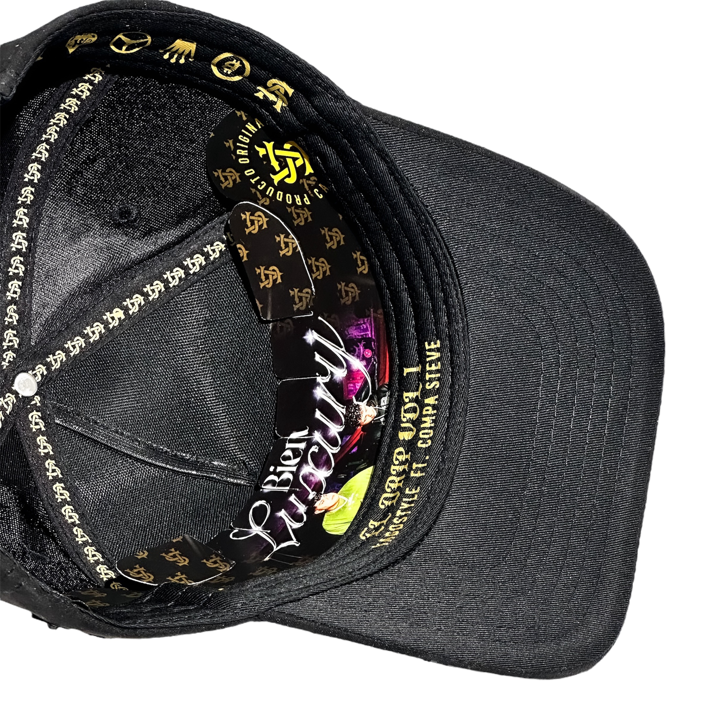 VAGO Style LUXURY Gorra Unica Artesanal Negra de Gamuza Ajustable con Visera Curva